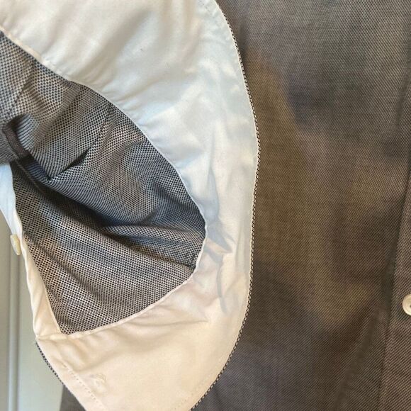 Talbots 100% Cotton Black/White Dobby Wrinkle Resistant Button Up Shirt, 22P - Picture 5 of 7